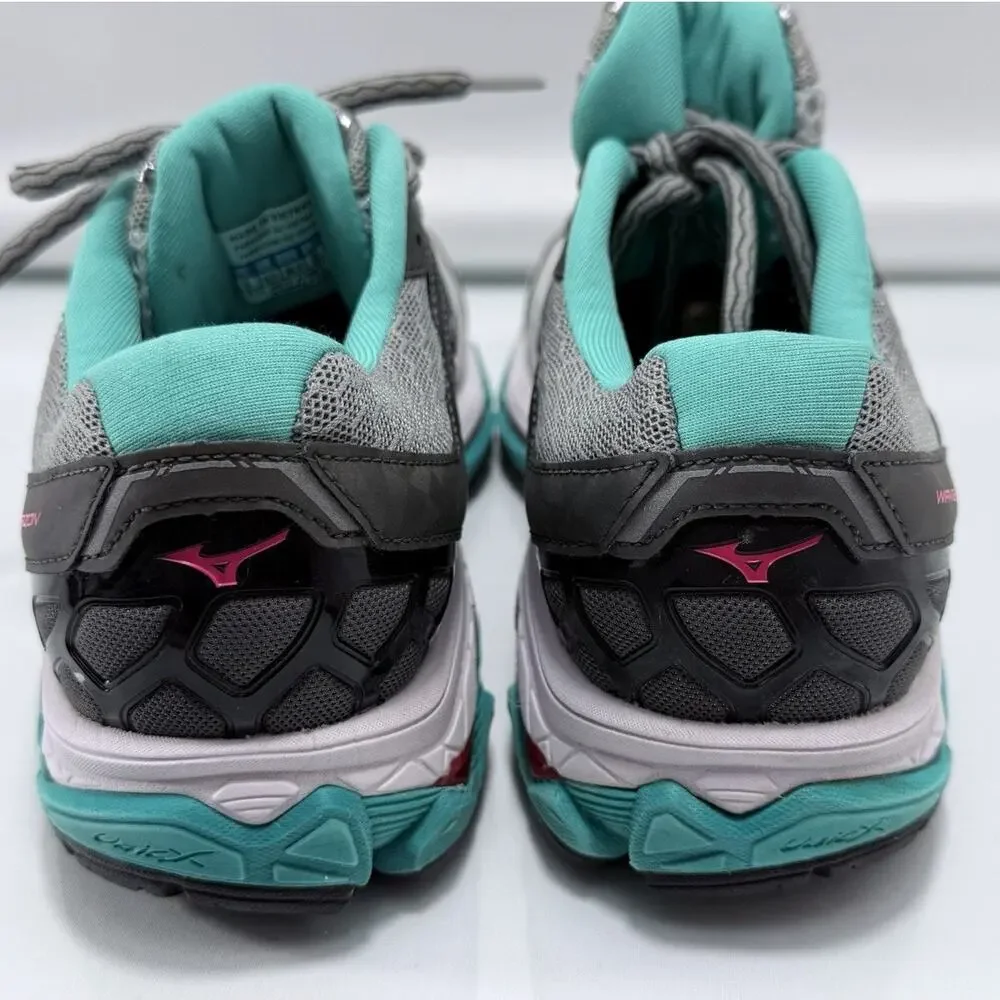 Mizuno Wave Horizon W’s Running Shoes Size 8 Silver Pink Turquoise J1GD172660
